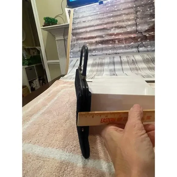 Vintage Old Hollywood Garay Convertible Clutch Purse Handbag Black Weave 1950s - Picture 5 of 13